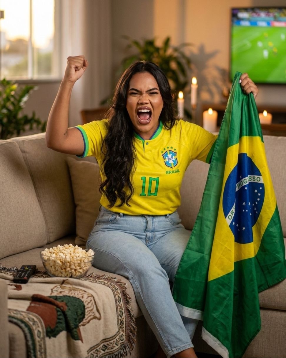 Comemorando gol no sofá