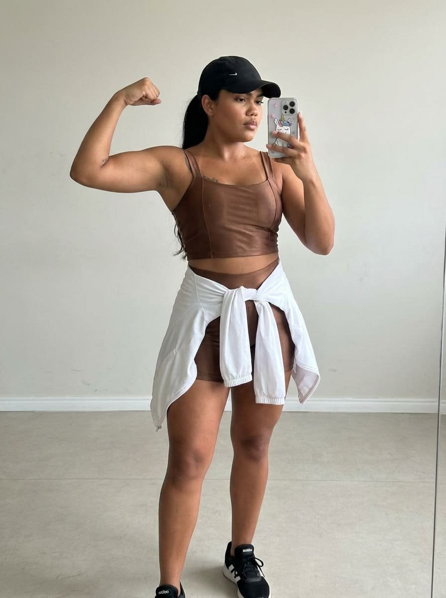 Woman taking mirror selfie